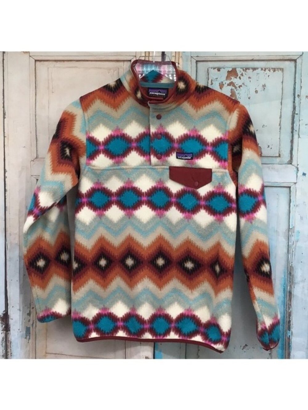 Patagonia Synchilla Fleece Pullover XXS Cinder Red Timber Twist Southwest Print